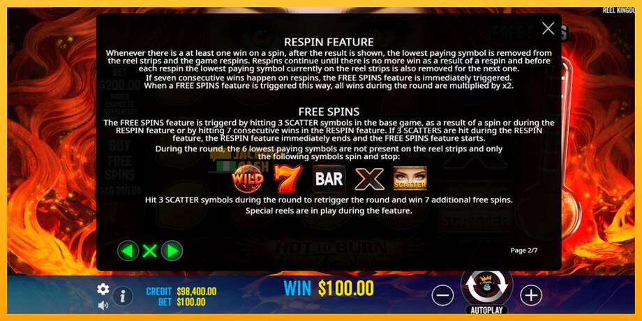 Hot to Burn - 7 Deadly Free Spins машина за игри за пари, слика 6