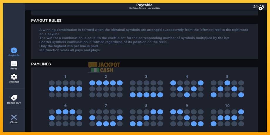 Hot Triple Sevens Hold & Win машина за игри за пари, слика 7