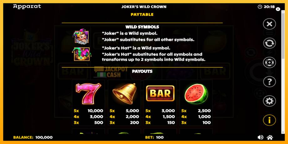 Jokers Wild Crown Diamond Treasures машина за игри за пари, слика 5