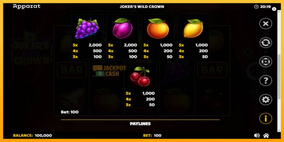 Jokers Wild Crown Diamond Treasures машина за игри за пари, слика 6