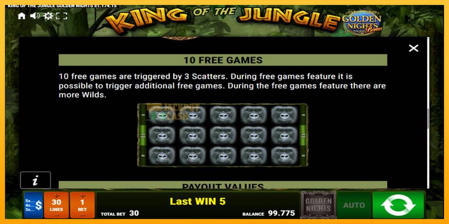 King of the Jungle Golden Nights машина за игри за пари, слика 6