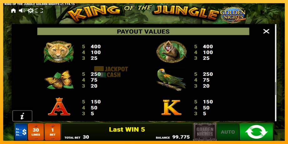 King of the Jungle Golden Nights машина за игри за пари, слика 7