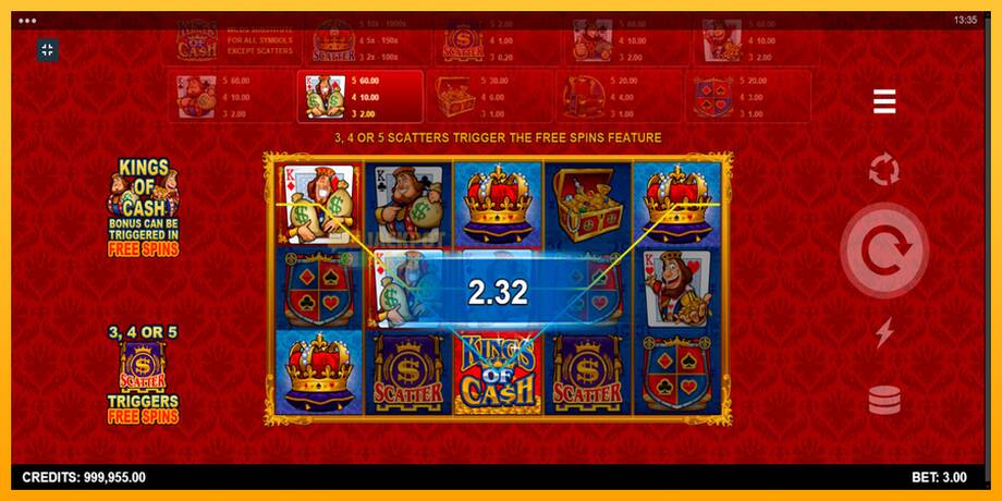 Kings of Cash машина за игри за пари, слика 4