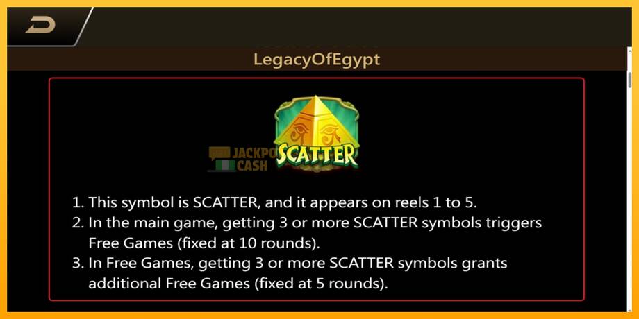 Legacy of Egypt машина за игри за пари, слика 4