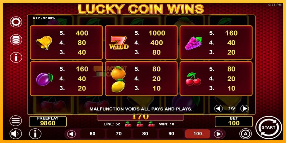 Lucky Coin Wins машина за игри за пари, слика 4