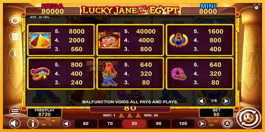 Lucky Jane in Egypt Hold & Win машина за игри за пари, слика 5