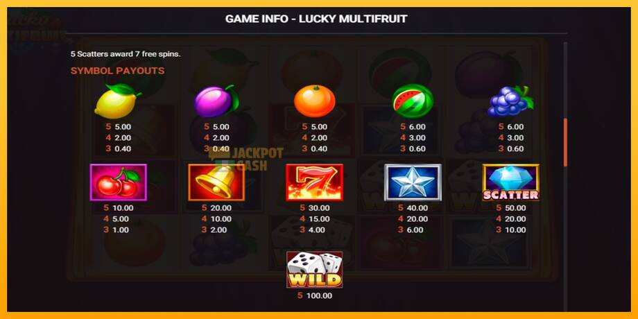 Lucky Multifruit машина за игри за пари, слика 3