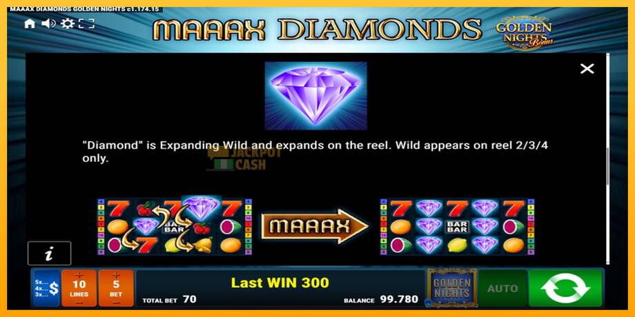 Maaax Diamonds Golden Nights машина за игри за пари, слика 6