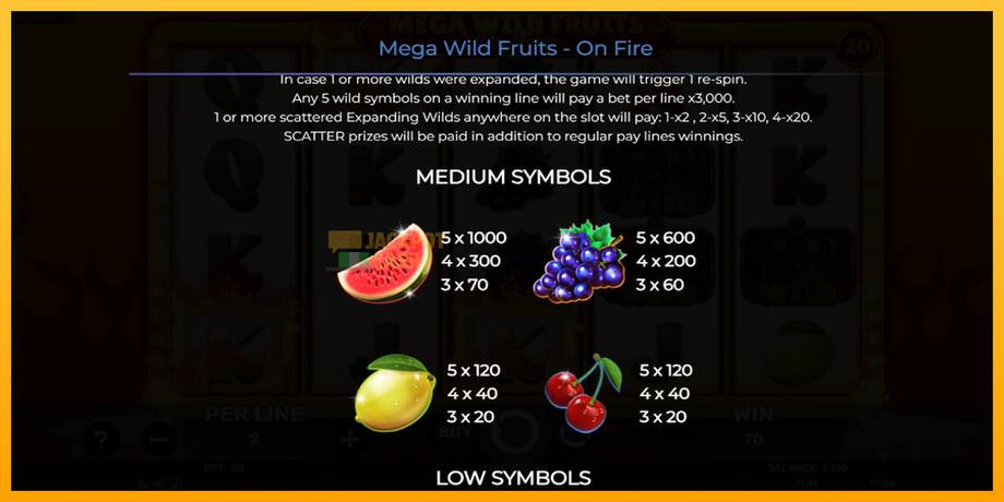 Mega Wild Fruits - On Fire машина за игри за пари, слика 6