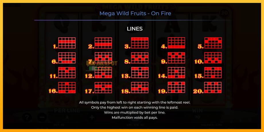 Mega Wild Fruits - On Fire машина за игри за пари, слика 7