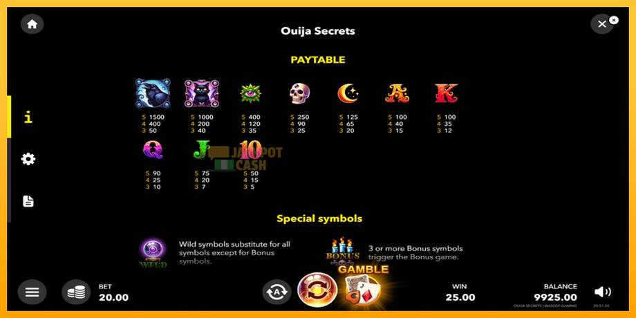 Ouija Secrets машина за игри за пари, слика 5