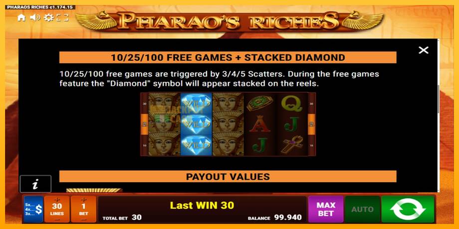 Pharaos Riches машина за игри за пари, слика 6