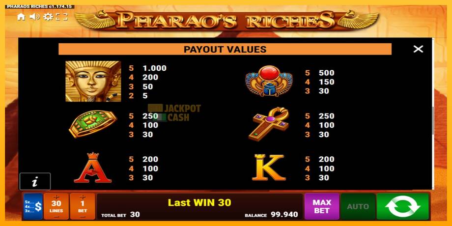 Pharaos Riches машина за игри за пари, слика 7