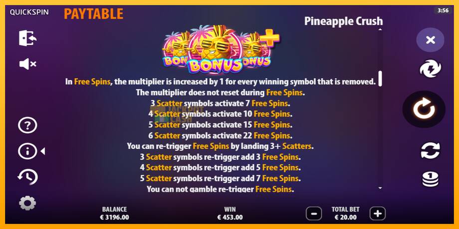 Pineapple Crush машина за игри за пари, слика 6