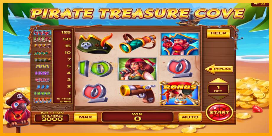 Pirate Treasure Cove 3x3 машина за игри за пари, слика 1