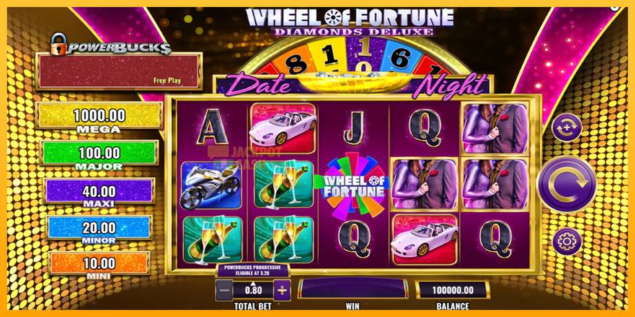 PowerBucks Wheel of Fortune Diamonds Deluxe Date Night машина за игри за пари, слика 2