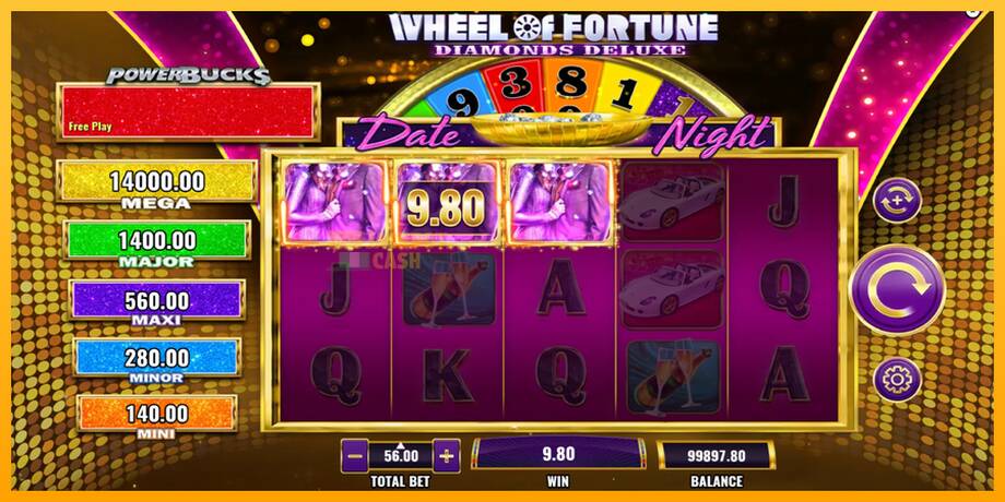 PowerBucks Wheel of Fortune Diamonds Deluxe Date Night машина за игри за пари, слика 3