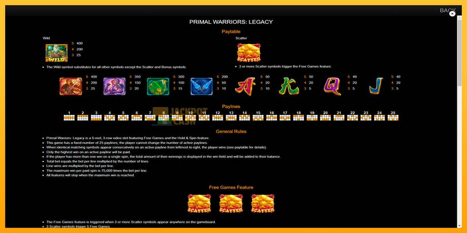 Primal Warriors: Legacy машина за игри за пари, слика 7