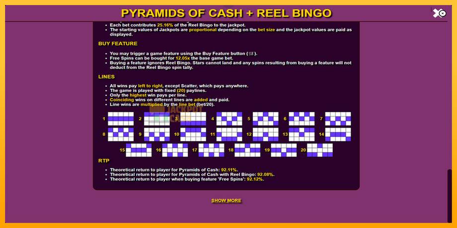 Pyramids of Cash with Reel Bingo машина за игри за пари, слика 6