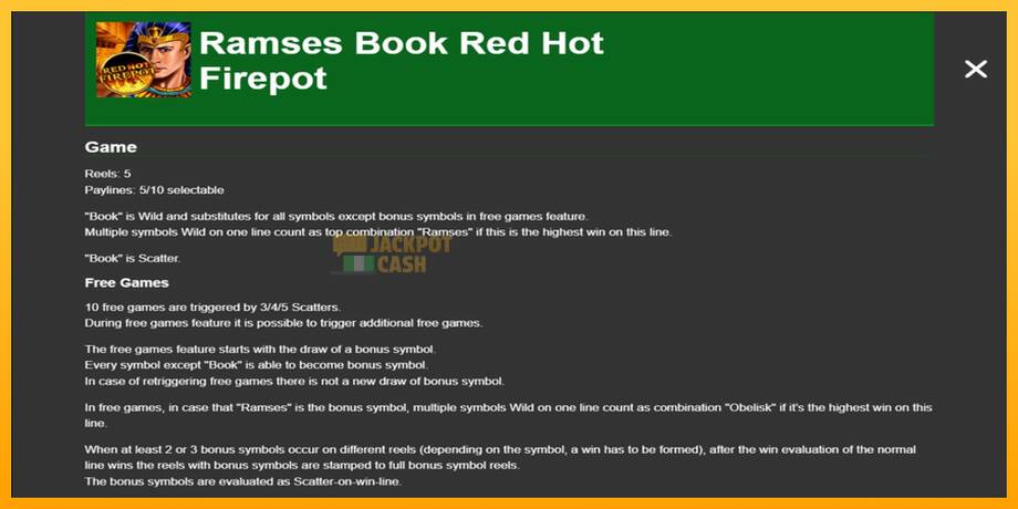 Ramses Book Red Hot Firepot машина за игри за пари, слика 1