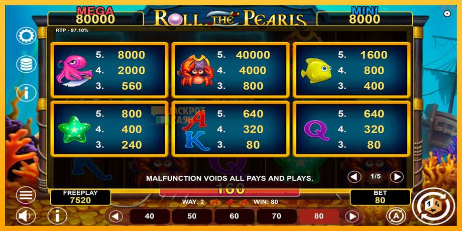 Roll The Pearls Hold & Win машина за игри за пари, слика 5