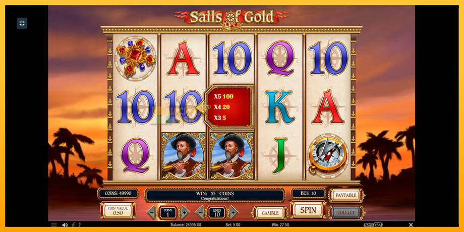 Sails of Gold машина за игри за пари, слика 4