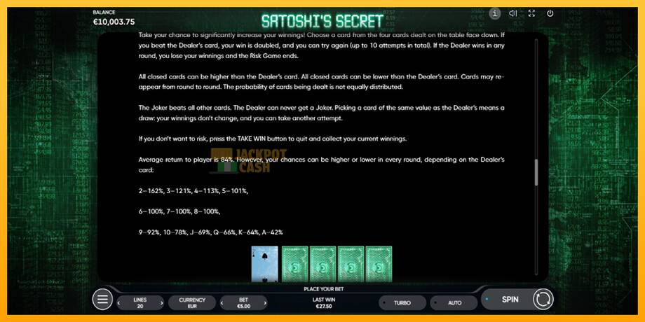 Satoshi’s Secret машина за игри за пари, слика 6