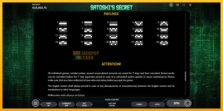 Satoshi’s Secret машина за игри за пари, слика 7