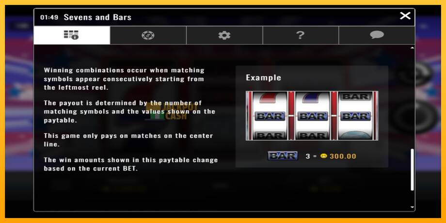 Sevens and Bars машина за игри за пари, слика 4