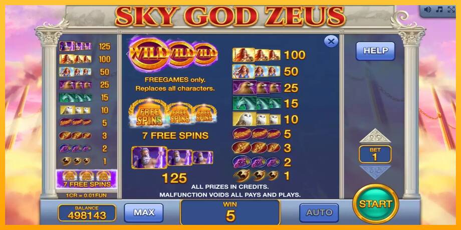 Sky God Zeus 3x3 машина за игри за пари, слика 7