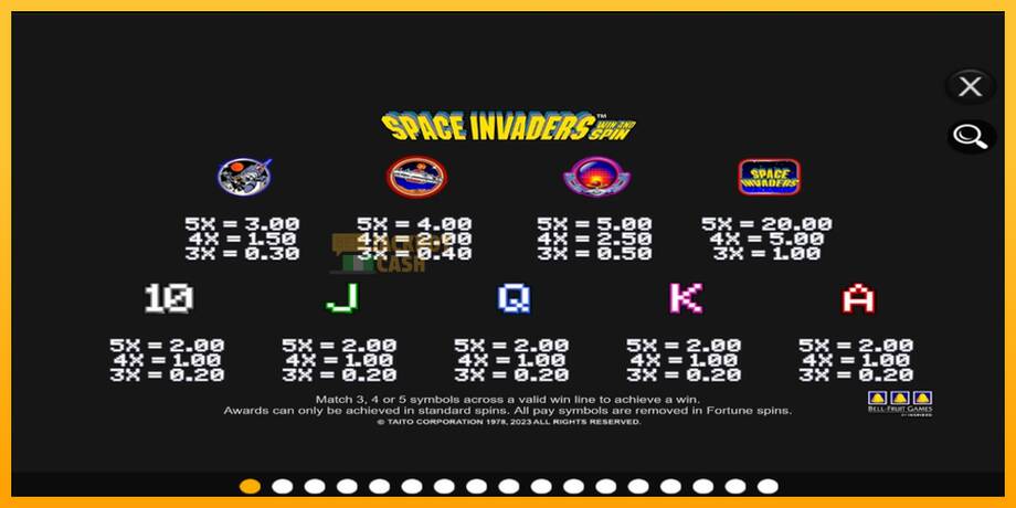 Space Invaders Win and Spin машина за игри за пари, слика 4