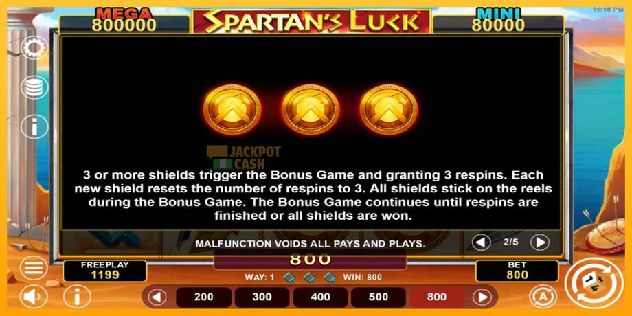 Spartans Luck Hold & Win машина за игри за пари, слика 5