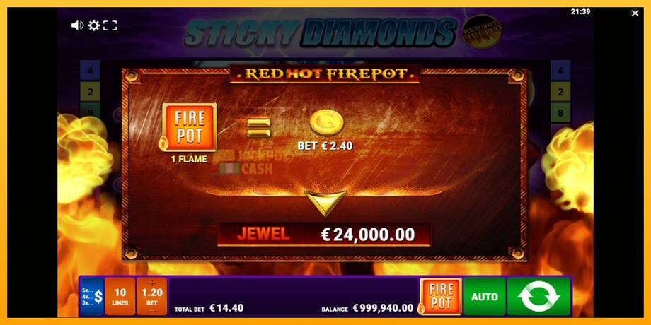 Sticky Diamonds Red Hot Firepot машина за игри за пари, слика 4