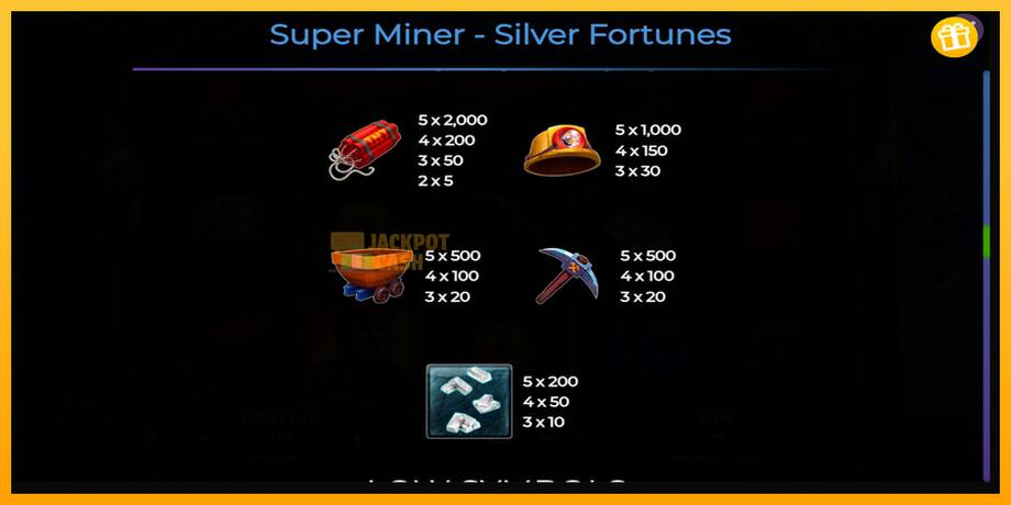 Super Miner Silver Fortunes машина за игри за пари, слика 6