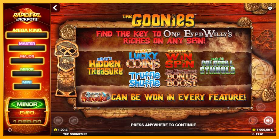 The Goonies Deluxe Rapid Fire Jackpots машина за игри за пари, слика 1