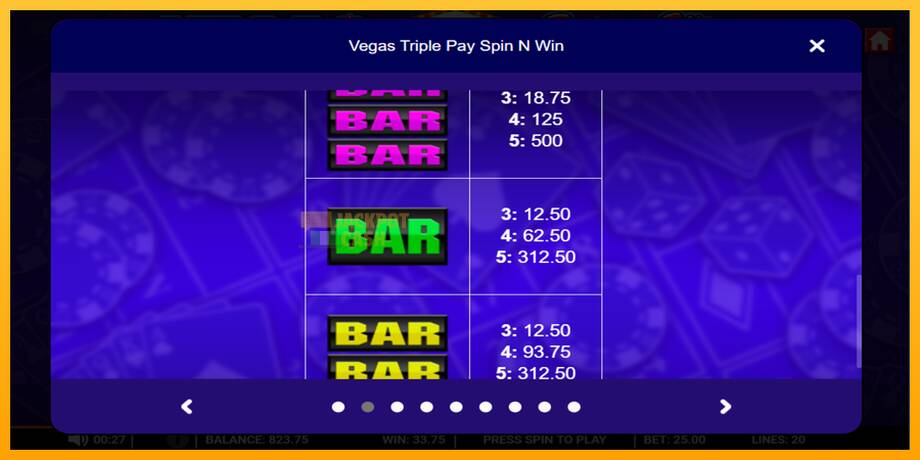 Vegas Triple Pay Spin n Win машина за игри за пари, слика 4