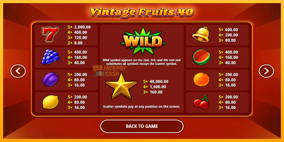 Vintage Fruits 40 машина за игри за пари, слика 5