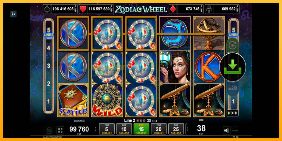 Zodiac Wheel машина за игри за пари, слика 3