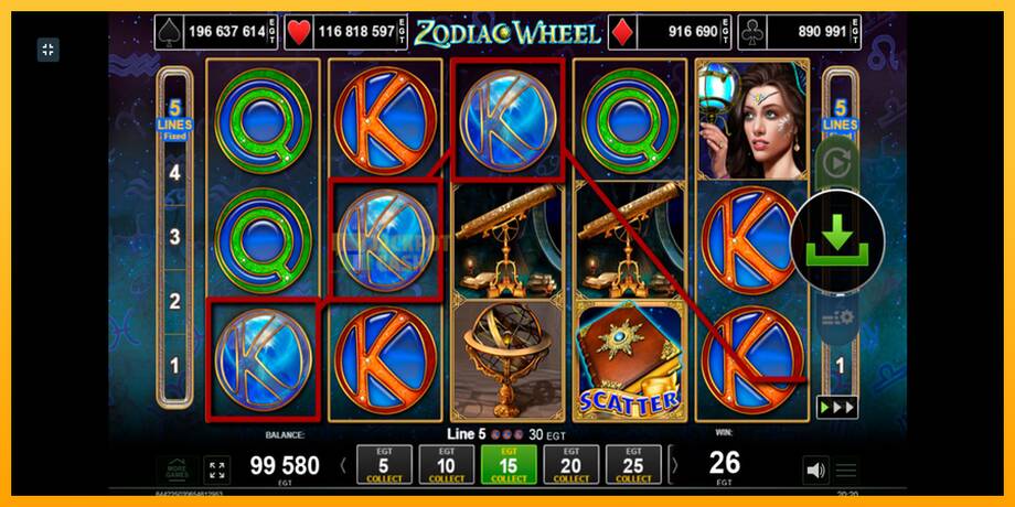 Zodiac Wheel машина за игри за пари, слика 5